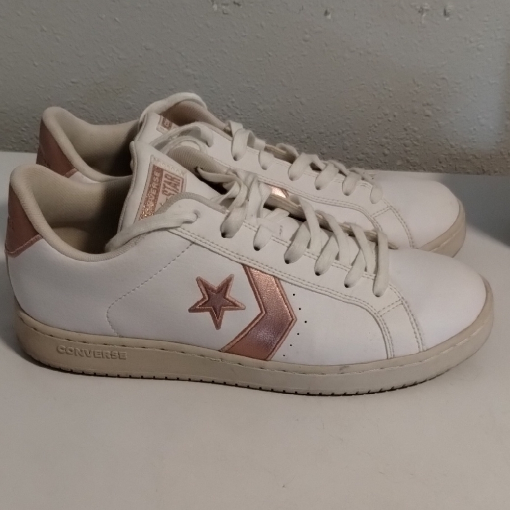 Converse White and Rose Gold Sneakers
